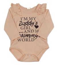 Broskvové body s nápisy a srdíčky a volánky SHEIN