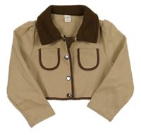 Béžovo-tmavohnědé flaušové bolérko s límečkem SHEIN