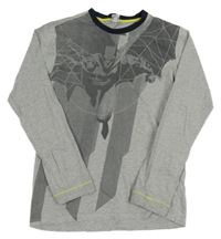 Šedo-tmavomodré melírované pyžamové triko s Batmanem OVS