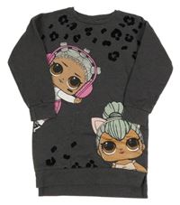 Tmavošedé melírované teplákové šaty s L.O.L. SURPRISE! a vzorem Matalan