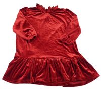 Tmavočervené lesklé sametové šaty s volánkem St. Bernard