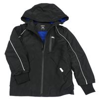 Černá kostkovaná šusťáková jarní bunda s kapucí PEP&CO