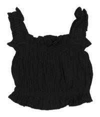 Černý mačkaný crop top 