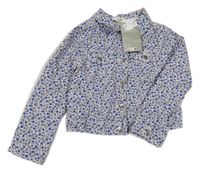 Nové - smetanová kytičkovaná riflová crop bunda H&M