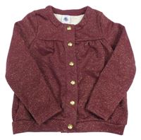 Vínovo-zlatá melírovaná propínací mikina PETIT BATEAU