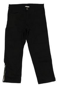 Černé plátěné capri kalhoty H&M