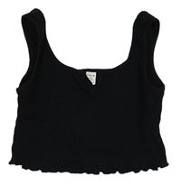 Černý žebrovaný crop top Shein