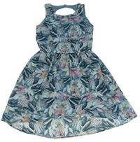Zelené šifonové šaty s listy H&M