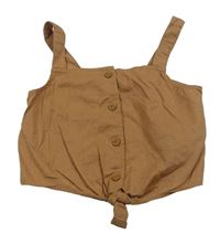 Hnědý propínací crop top s uzlem H&M