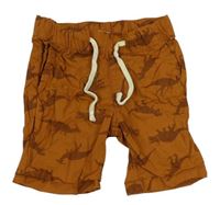 Hnědé plátěné kraťasy s dinosaury H&M