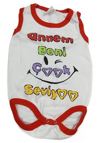 Bílé body s nápisem a smajlíkem