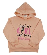 Meruňková mikina s nápisem a kapucí