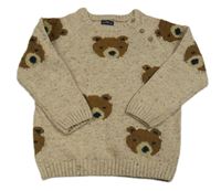 Hnědý melírovaný svetr s medvědy Next