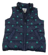 Tmavomodrá puntíkatá šusťáková zateplená vesta Old Navy