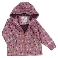 Starorůžová nepromokavá lehce zateplená bunda se srdíčky a kapucí Lupilu