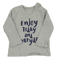 Šedé melírované žebrované triko s nápisem George