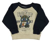 Béžovo-tmavomodrá mikina s příšerkou Name it