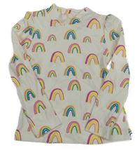 Smetanové žebrované triko s duhami a stojáčkem Tu