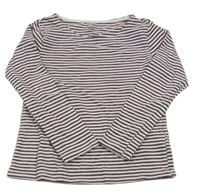 Vínovo-bílo-stříbrné pruhované triko H&M