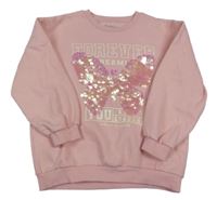 Růžová mikina s motýlem z flitrů Nutmeg