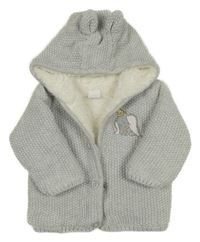 Světlešedý zateplený propínací svetr s Dumbem a kapucí Matalan