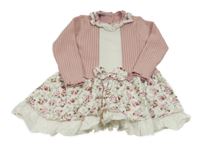 Růžovo-bílé svetrovo/lehké šaty s květinami