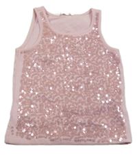 Růžový top s flitry a tylem H&M