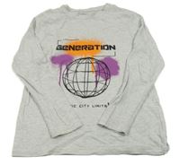 Šedé melírované triko se zeměkoulí Primark