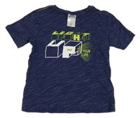 Tmavomodré melírované tričko s nápisem Pocopiano