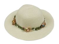 Bílý slamák s květinami