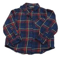 Tmavomodro-červeno-béžová kostkovaná košile Primark