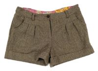 Hnědo-béžové třpytivé vzorované vlněné podšité kraťasy Monsoon