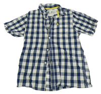 Tmavomodro-bílo-žlutá kostkovaná košile