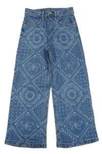 Modré vzorované wide leg rifle George