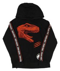 Černá mikina s dinosaurem a kapucí - Jurský svět Pep&Co