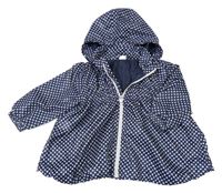 Tmavomodrá puntíkatá šusťáková podzimní bunda s kapucí H&M