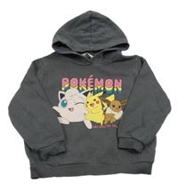 Tmavošedá mikina s Pokémony a kapucí H&M