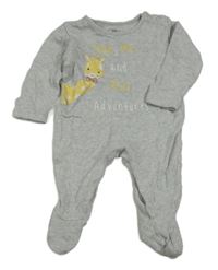 Šedý overal s nápisy a žirafou 