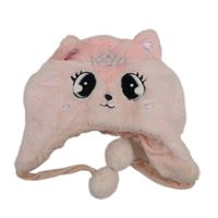 Světlerůžová plyšová zateplená čepice s čumákem 