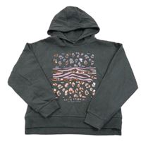 Tmavošedá mikina s flitry a kapucí Nutmeg