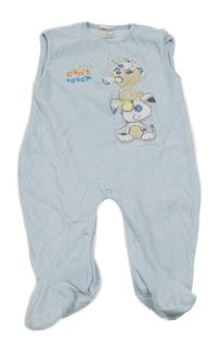 Světlemodré sametové dupačky s obrázkem 