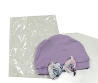 Nové - fialová čepice s mašlí 