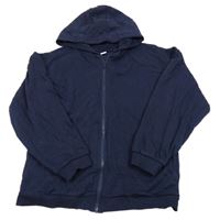 Tmavomodrá propínací mikina s kapucí Tu