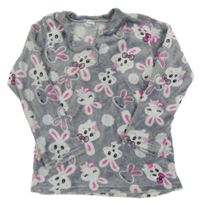 Šedá plyšová domácí mikina s králíky 