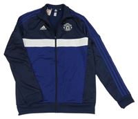 Modro-tmavomodrá sportovní propínací mikina s logem Adidas