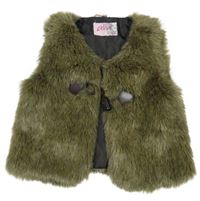 Khaki kožešinová crop podšitá vesta Alive