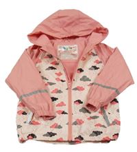 Světlerůžová nepromokavá jarní bunda s mraky a kapucí Lupilu