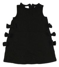 Černé třpytivé šaty s mašličkami Zara