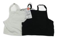 Nové - 2x crop top - černý + bílý 