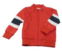 Červená sportovní propínací mikina s černým a bílým pruhem na rukávu Name it